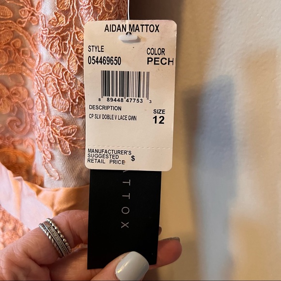 NWT Aidan Mattox Peach Alina Dress BHLDN Size 12 - Picture 6 of 9
